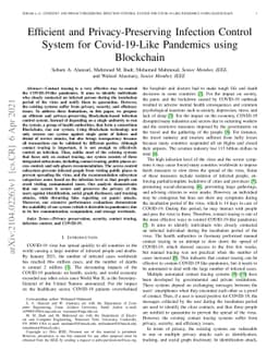 Efficient and Privacy-Preserving Infection Control System for
  Covid-19-Like Pandemics using Blockchain
