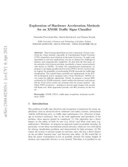 Exploration of Hardware Acceleration Methods for an XNOR Traffic Signs
  Classifier