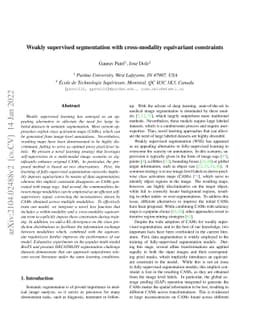 Weakly supervised segmentation with cross-modality equivariant
  constraints