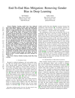 End-To-End Bias Mitigation: Removing Gender Bias in Deep Learning
