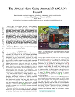The Arousal video Game AnnotatIoN (AGAIN) Dataset