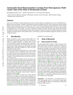 Autoencoder-based Representation Learning from Heterogeneous
  Multivariate Time Series Data of Mechatronic Systems