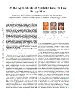 On the Applicability of Synthetic Data for Face Recognition
