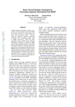 Better Neural Machine Translation by Extracting Linguistic Information
  from BERT