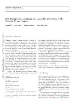 Self-Supervised Learning for Gastritis Detection with Gastric X-ray
  Images