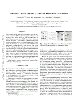 Document Layout Analysis via Dynamic Residual Feature Fusion