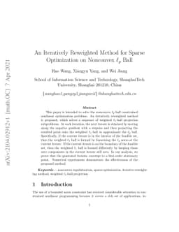 An Iteratively Reweighted Method for Sparse Optimization on Nonconvex
  $\ell_{p}$ Ball