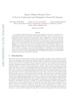 Sparse Oblique Decision Trees: A Tool to Understand and Manipulate
  Neural Net Features
