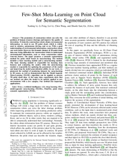 Few-Shot Meta-Learning on Point Cloud for Semantic Segmentation