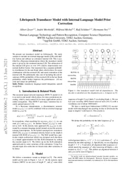 Librispeech Transducer Model with Internal Language Model Prior
  Correction