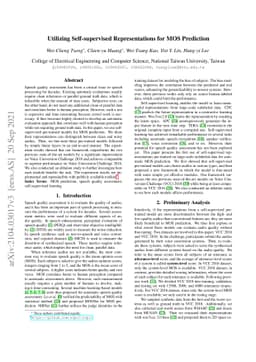 Utilizing Self-supervised Representations for MOS Prediction