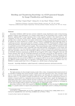 Distilling and Transferring Knowledge via cGAN-generated Samples for
  Image Classification and Regression