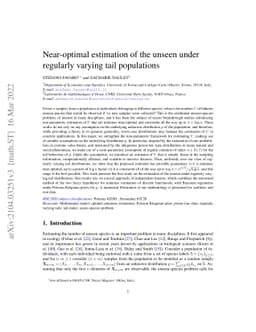 Near-optimal estimation of the unseen under regularly varying tail
  populations