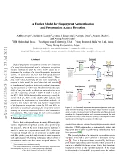 A Unified Model for Fingerprint Authentication and Presentation Attack
  Detection