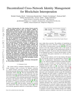 Decentralized Cross-Network Identity Management for Blockchain
  Interoperation