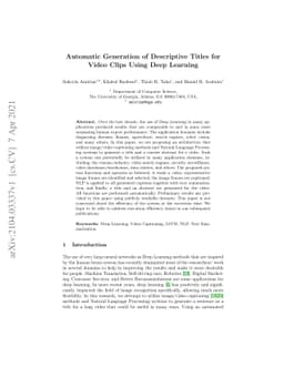 Automatic Generation of Descriptive Titles for Video Clips Using Deep
  Learning
