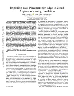 Exploring Task Placement for Edge-to-Cloud Applications using Emulation