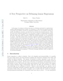A New Perspective on Debiasing Linear Regressions