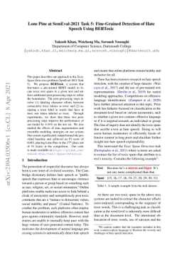 Lone Pine at SemEval-2021 Task 5: Fine-Grained Detection of Hate Speech
  Using BERToxic
