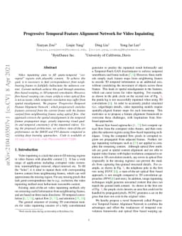 Progressive Temporal Feature Alignment Network for Video Inpainting