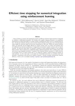Efficient time stepping for numerical integration using reinforcement
  learning