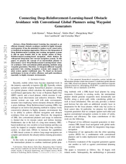 Connecting Deep-Reinforcement-Learning-based Obstacle Avoidance with
  Conventional Global Planners using Waypoint Generators