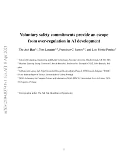 Voluntary safety commitments provide an escape from over-regulation in
  AI development