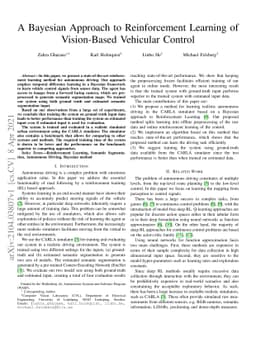 A Bayesian Approach to Reinforcement Learning of Vision-Based Vehicular
  Control