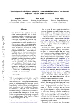 Exploring the Relationship Between Algorithm Performance, Vocabulary,
  and Run-Time in Text Classification
