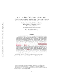 CRC: Fully General Model of Confidential Remote Computing