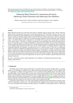 Enhancing Object Detection for Autonomous Driving by Optimizing Anchor
  Generation and Addressing Class Imbalance