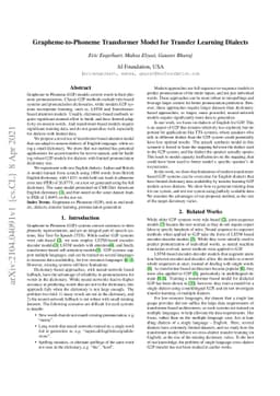 Grapheme-to-Phoneme Transformer Model for Transfer Learning Dialects