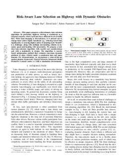 Risk-Aware Lane Selection on Highway with Dynamic Obstacles