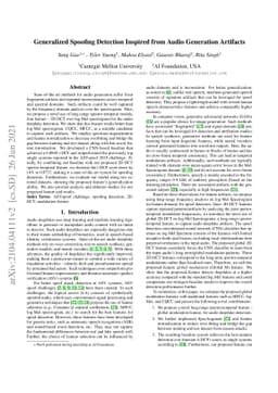 Generalized Spoofing Detection Inspired from Audio Generation Artifacts