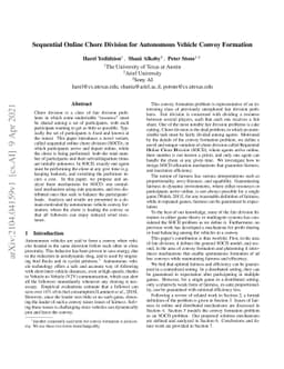 Sequential Online Chore Division for Autonomous Vehicle Convoy Formation