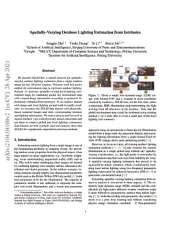 Spatially-Varying Outdoor Lighting Estimation from Intrinsics