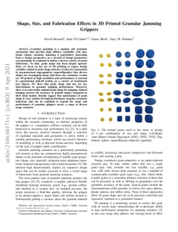 Shape, Size, and Fabrication Effects in 3D Printed Granular Jamming
  Grippers