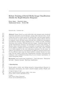 Robust Training of Social Media Image Classification Models for Rapid
  Disaster Response