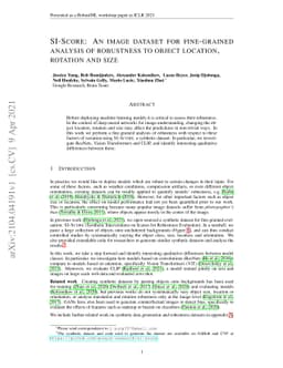 SI-Score: An image dataset for fine-grained analysis of robustness to
  object location, rotation and size