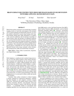 Brain Surface Reconstruction from MRI Images Based on Segmentation
  Networks Applying Signed Distance Maps
