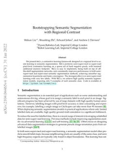 Bootstrapping Semantic Segmentation with Regional Contrast