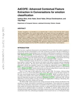 AdCOFE: Advanced Contextual Feature Extraction in Conversations for
  emotion classification