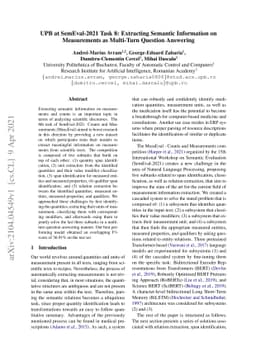 UPB at SemEval-2021 Task 8: Extracting Semantic Information on
  Measurements as Multi-Turn Question Answering