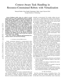 Context-Aware Task Handling in Resource-Constrained Robots with
  Virtualization
