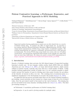 Patient Contrastive Learning: a Performant, Expressive, and Practical
  Approach to ECG Modeling