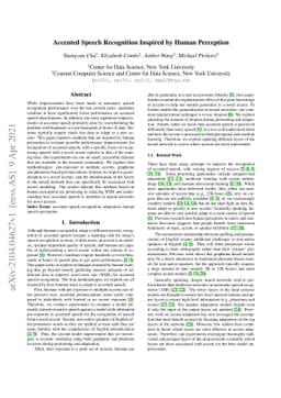 Accented Speech Recognition Inspired by Human Perception