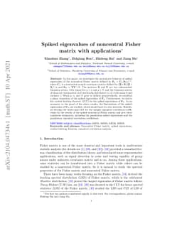 Spiked eigenvalues of noncentral Fisher matrix with applications