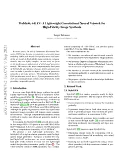 MobileStyleGAN: A Lightweight Convolutional Neural Network for
  High-Fidelity Image Synthesis