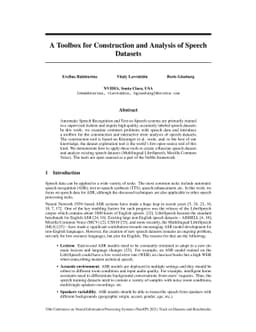 A Toolbox for Construction and Analysis of Speech Datasets