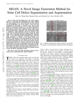 SIGAN: A Novel Image Generation Method for Solar Cell Defect
  Segmentation and Augmentation